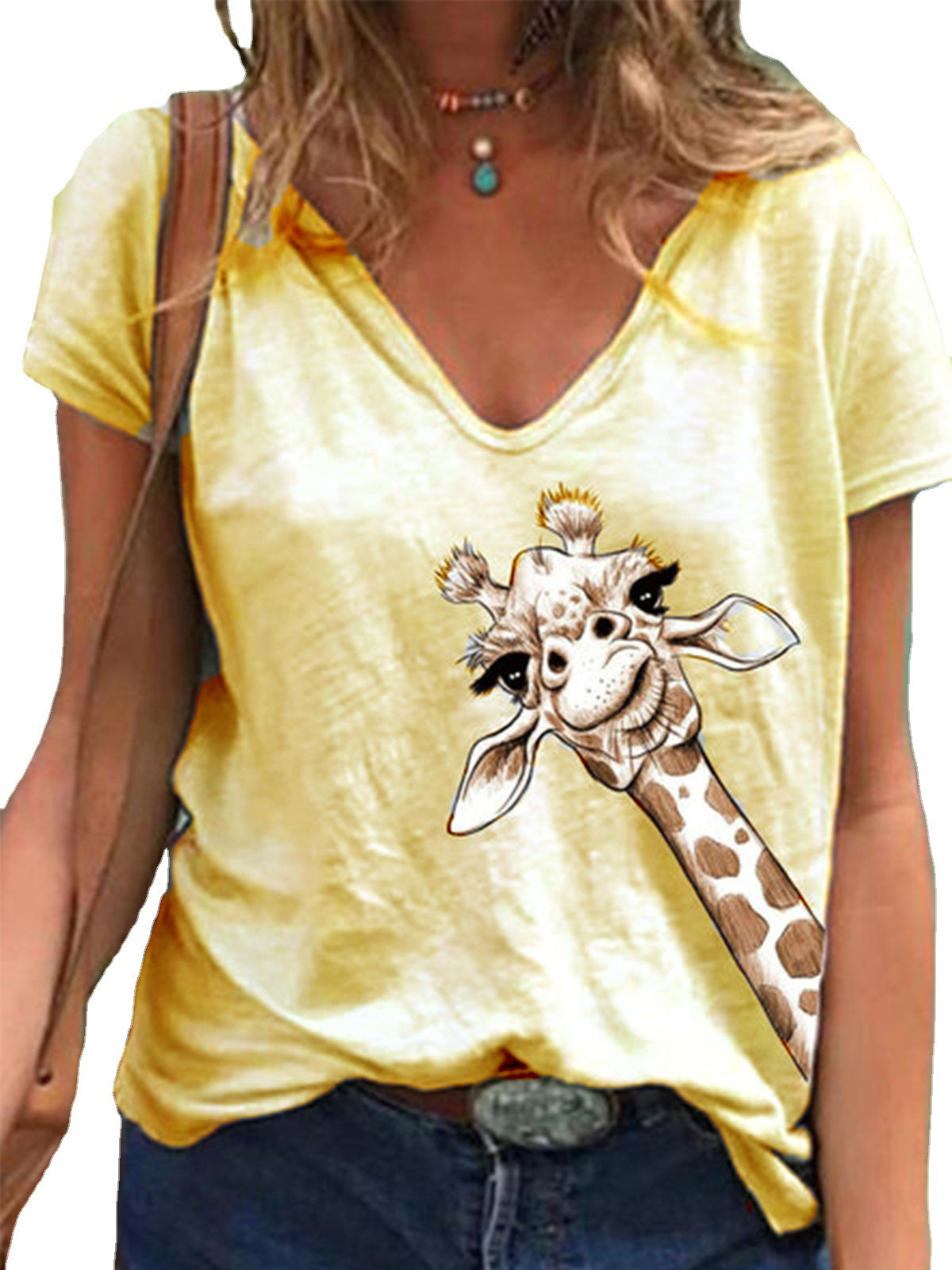 CD | Animal Print tricou cu mânecă scurtă cu V-neck