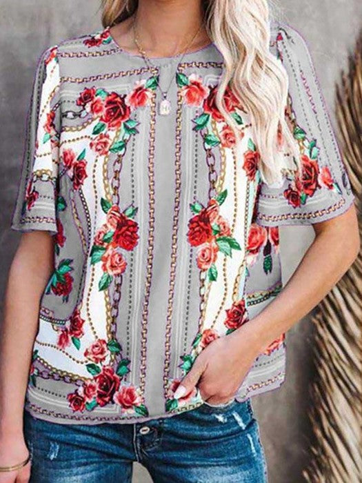 CD | Gât rotund cu mânecă scurtă tricou imprimare top