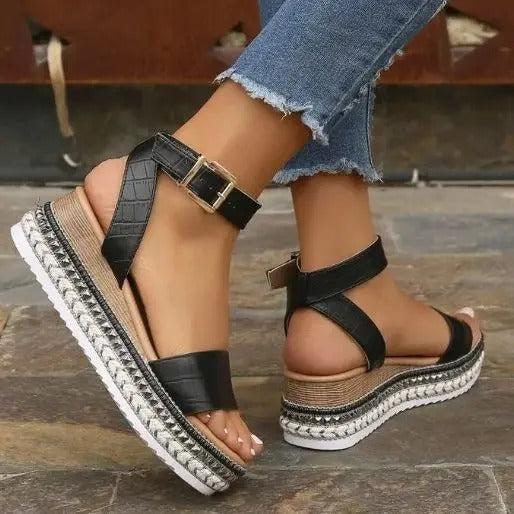 CD | Sandale wedge cu pietre
