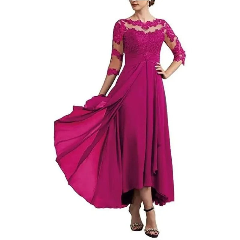 CD | Rochie maxi din sifon cu mâneci transparente în lungime midi