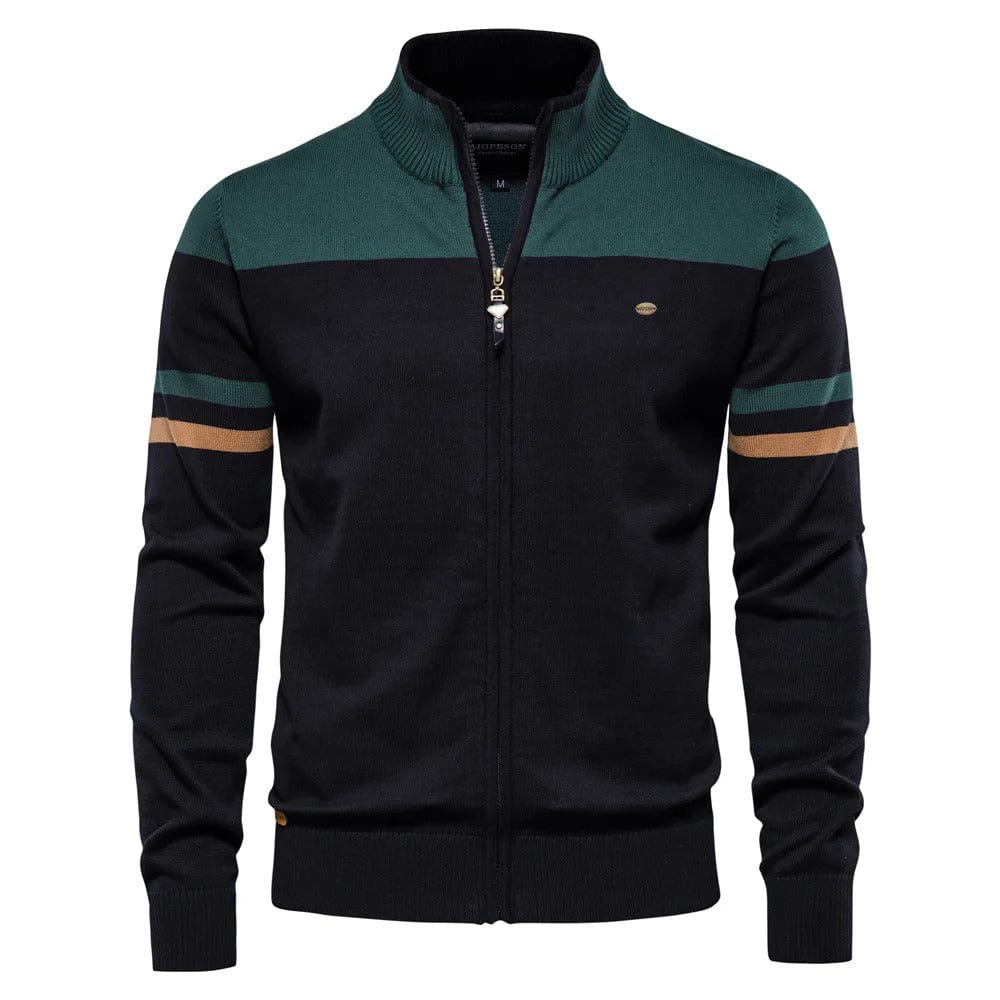 CD | Pulover bărbătesc cu mânecă lungă și guler semi-zip