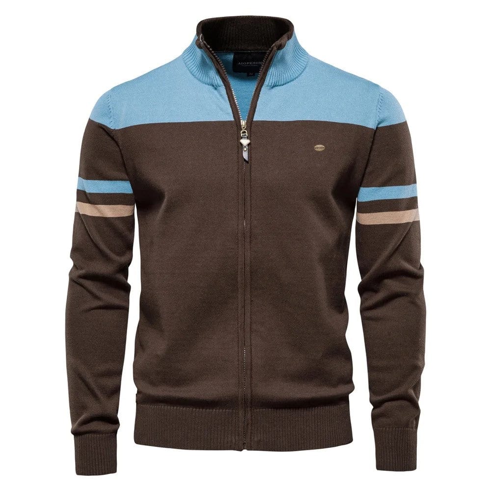 CD | Pulover bărbătesc cu mânecă lungă și guler semi-zip