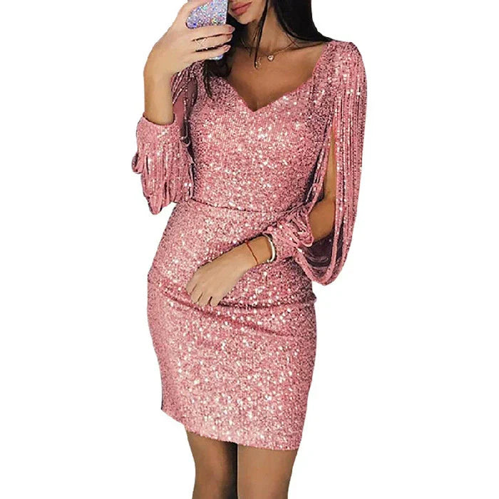 CD | Rochie midi cu paiete pentru femei - Rochie de seară elegantă și plină de farmec
