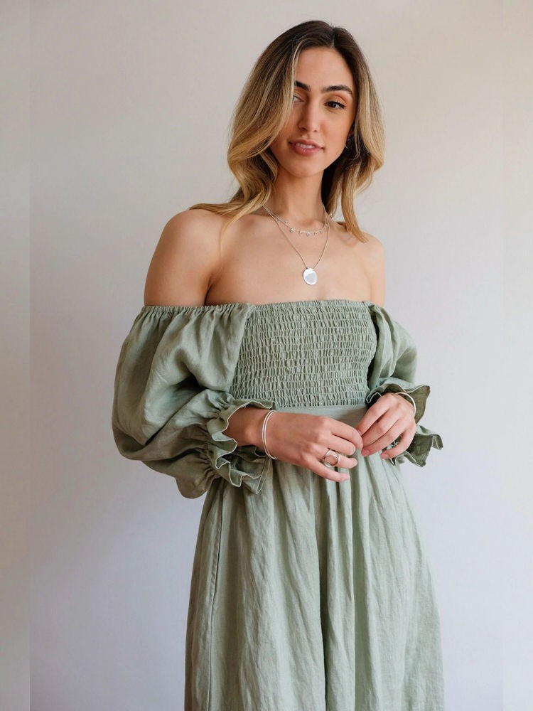CD | Rochie maxi cu mânecă bufantă reversibilă elegantă