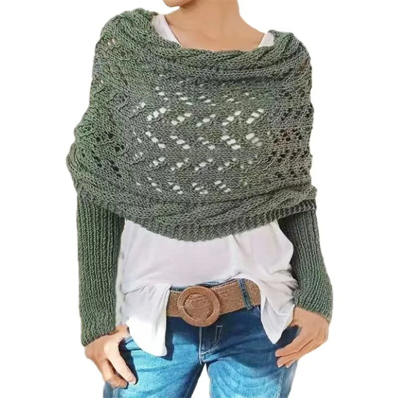 CD | Pulover elegant, tricotat, cu detalii openwork