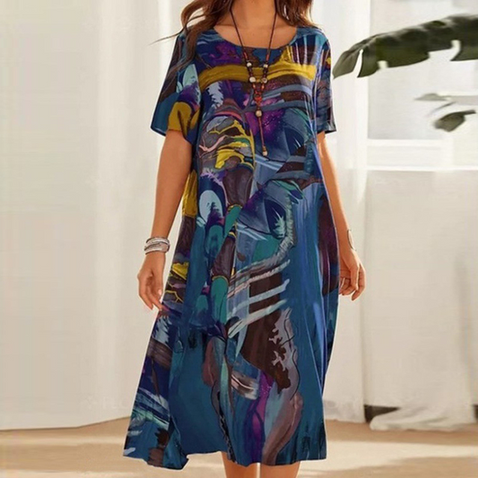 CD | Rochie midi cu imprimare artistică