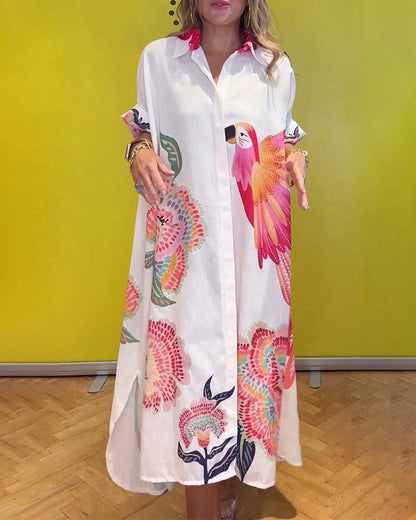 CD | Rochie lungă imprimată cu răsuciri