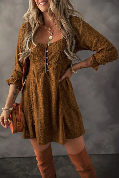 CD | Rochie mini texturată cu decolteu pătrat