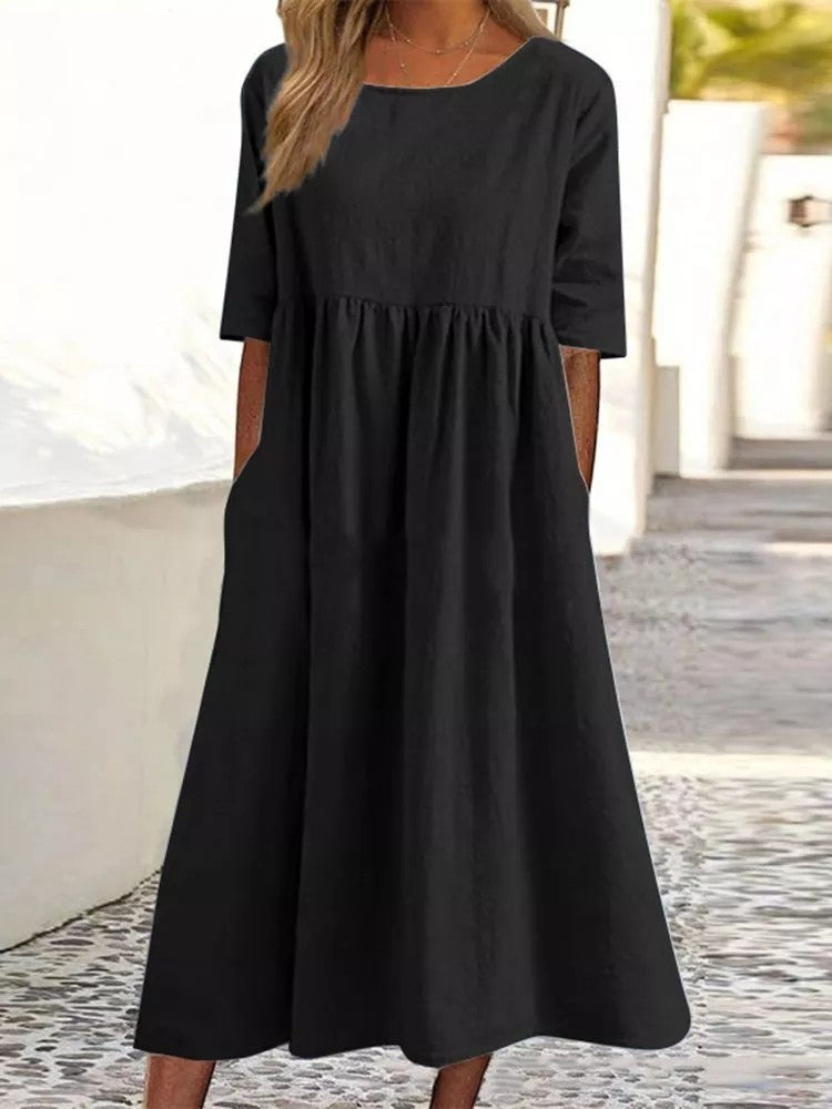 CD | Rochie midi neagră | Rochie midi cu mânecă lungă | Rochii midi pentru femei
