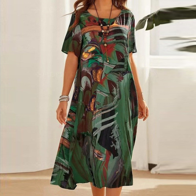 CD | Rochie midi cu imprimare artistică