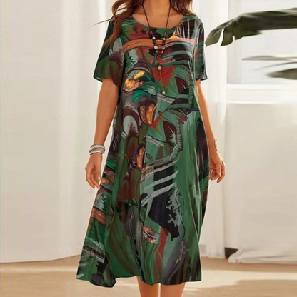 CD | Rochie midi cu imprimare artistică