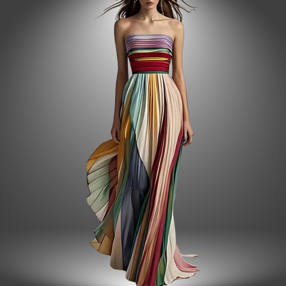 CD | Rochie maxi cu top tub cu dungi colorate