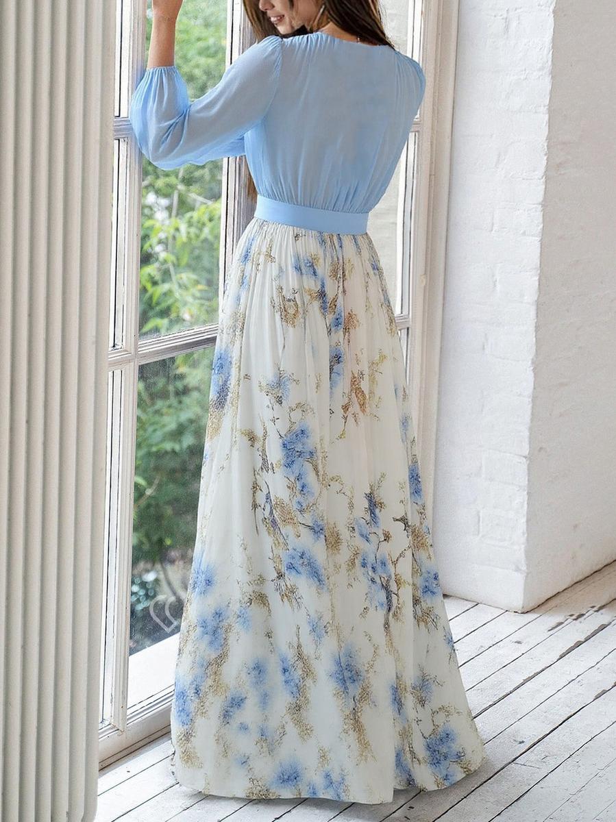 CD | Rochie maxi uimitoare cu model floral și decolteu în V