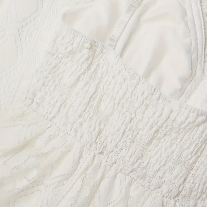CD | Rochie midi pentru femei - Ținută relaxată - Detaliu dantelă - Decolteu în V - Stil boho - Material respirabil