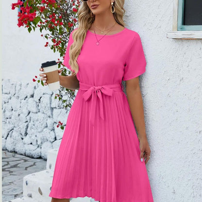 CD | Rochie midi plisată elegantă Curea cu cravată clasică