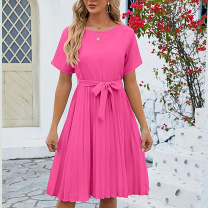 CD | Rochie midi plisată elegantă Curea cu cravată clasică