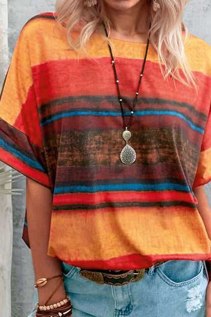 CD | Moda casual schimbare treptată patchwork O gât tricouri