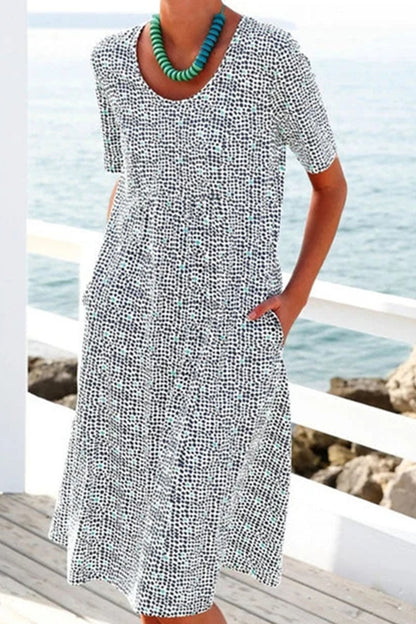 CD | Fashion Street Print Patchwork O Neck A Line Rochii