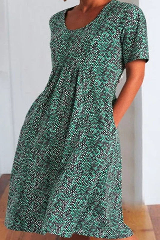 CD | Fashion Street Print Patchwork O Neck A Line Rochii