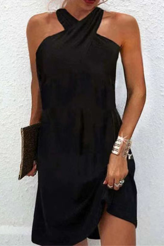 CD | Twisted High Halter Rochie mini fără mâneci