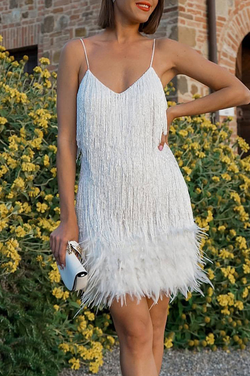 CD | Sexy Solid Tassel pene V-Neck Pencil fusta rochii (9 culori)