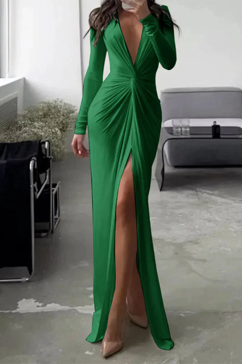 CD | Rochie elegantă cu decolteu în V plisat