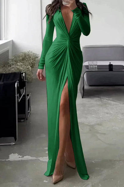 CD | Rochie elegantă cu decolteu în V plisat