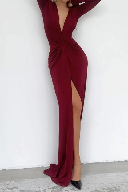 CD | Rochie elegantă cu decolteu în V plisat