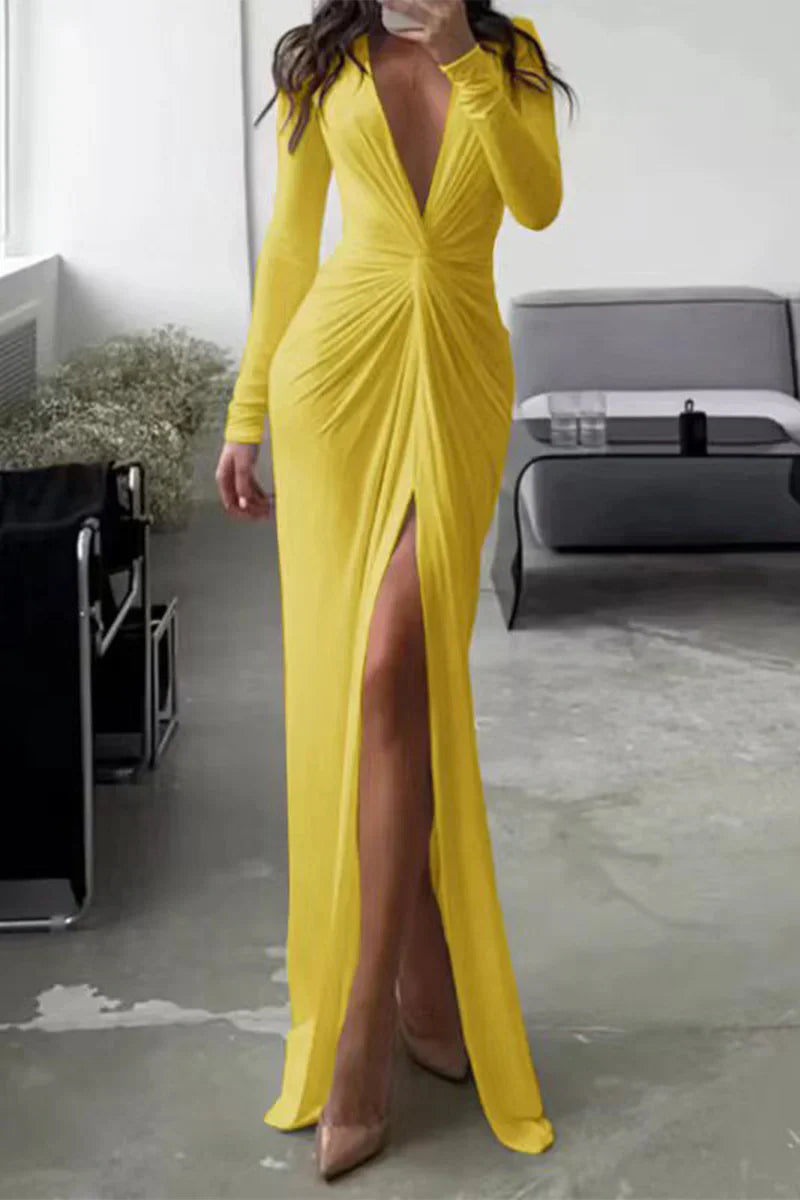 CD | Rochie elegantă cu decolteu în V plisat