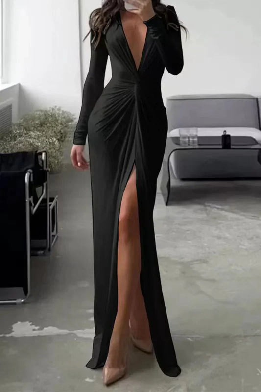 CD | Rochie elegantă cu decolteu în V plisat