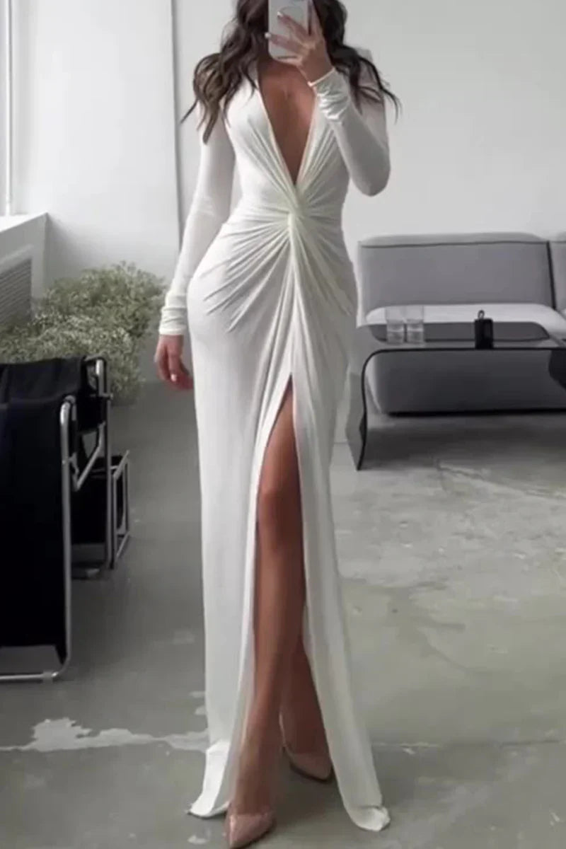 CD | Rochie elegantă cu decolteu în V plisat
