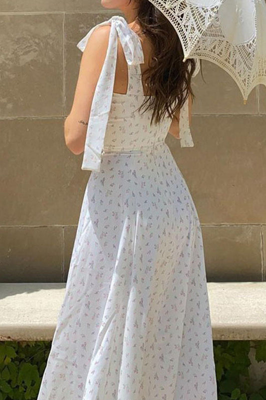 CD | Rochie midi înnodată cu model floral