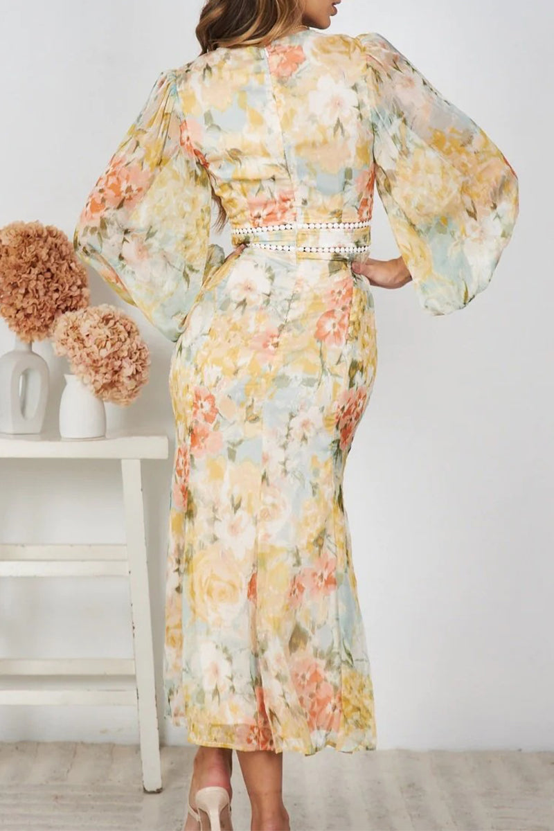 CD | Rochie midi fluidă cu imprimeu floral