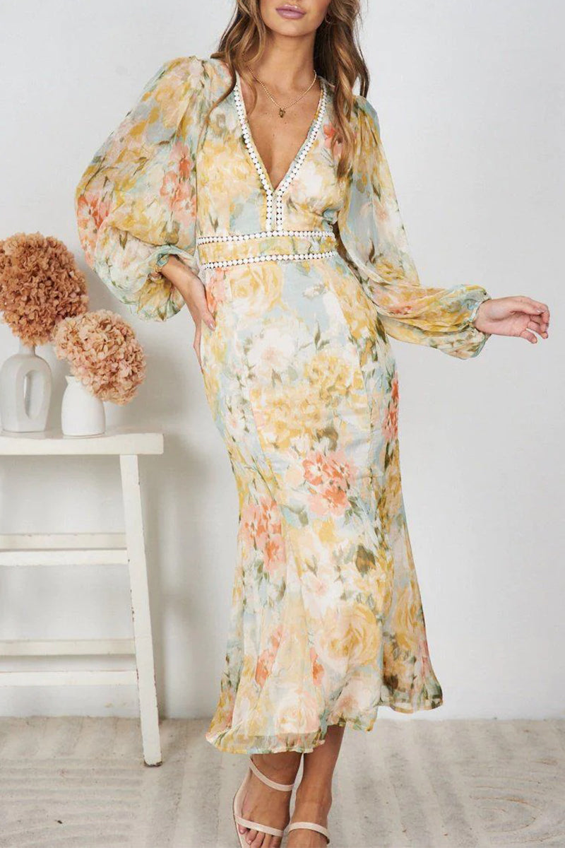 CD | Rochie midi fluidă cu imprimeu floral