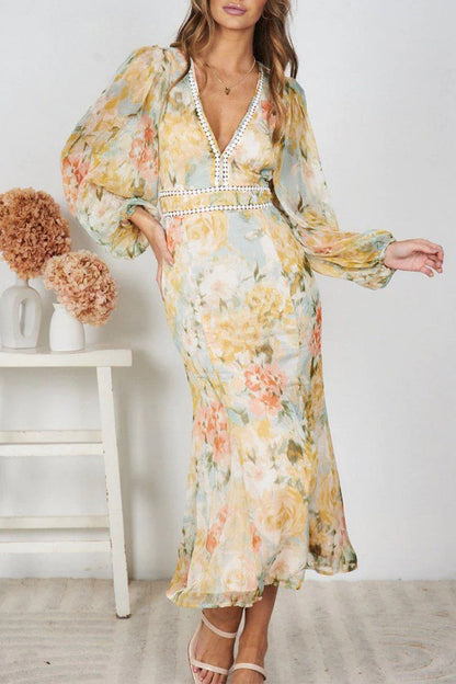 CD | Rochie midi fluidă cu imprimeu floral