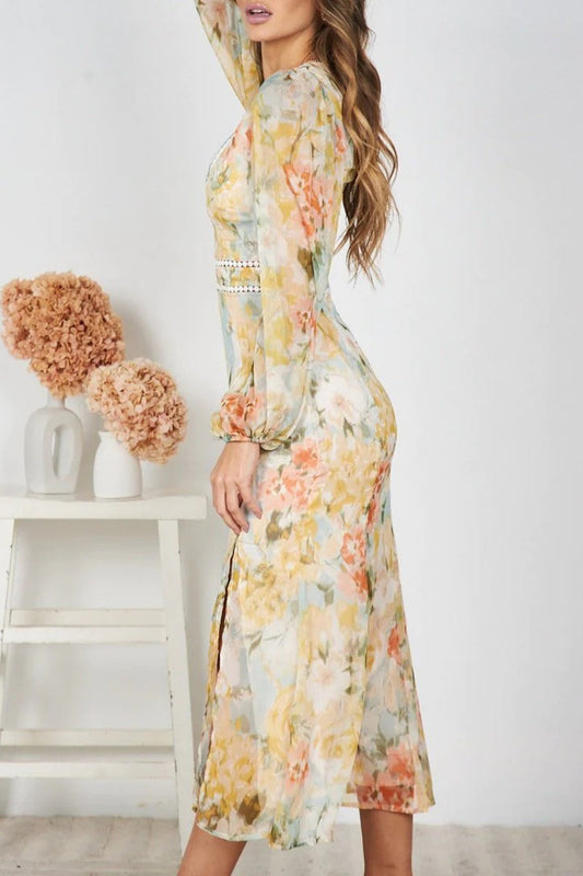CD | Rochie midi fluidă cu imprimeu floral