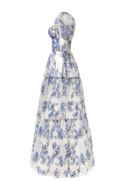 CD | Celebrități Rochii de seară elegante cu patchwork floral fără umeri
