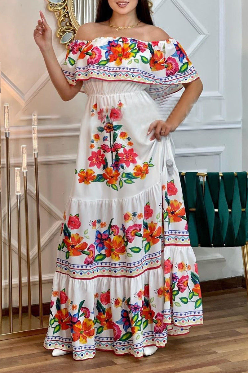 CD | Floral Frenulum off the shoulder rochii imprimate (9 culori)