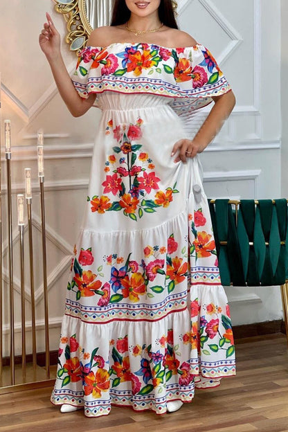 CD | Floral Frenulum off the shoulder rochii imprimate (9 culori)