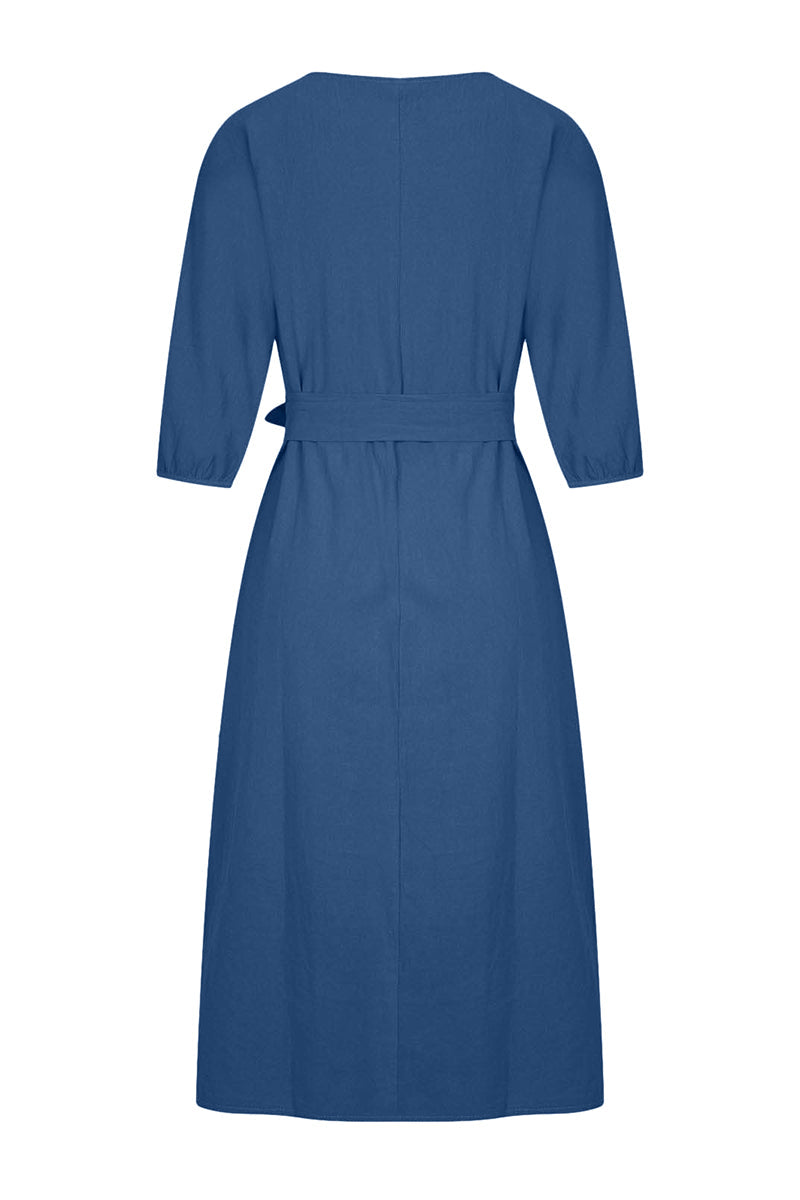CD | Rochie midi din in cu cu curea