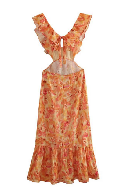 CD | Rochie midi fluidă cu volane