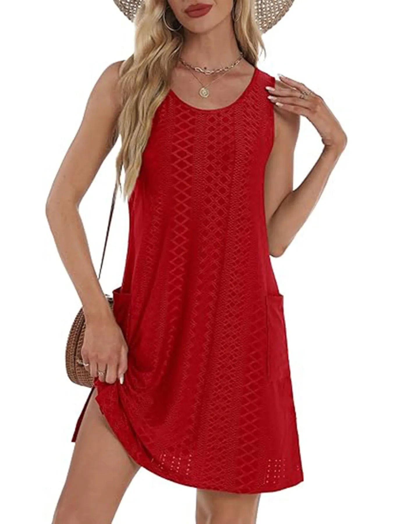 CD | Fantă laterală Rochie mini tank fără mâneci
