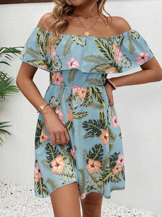 CD | Rochie mini imprimată fără umeri