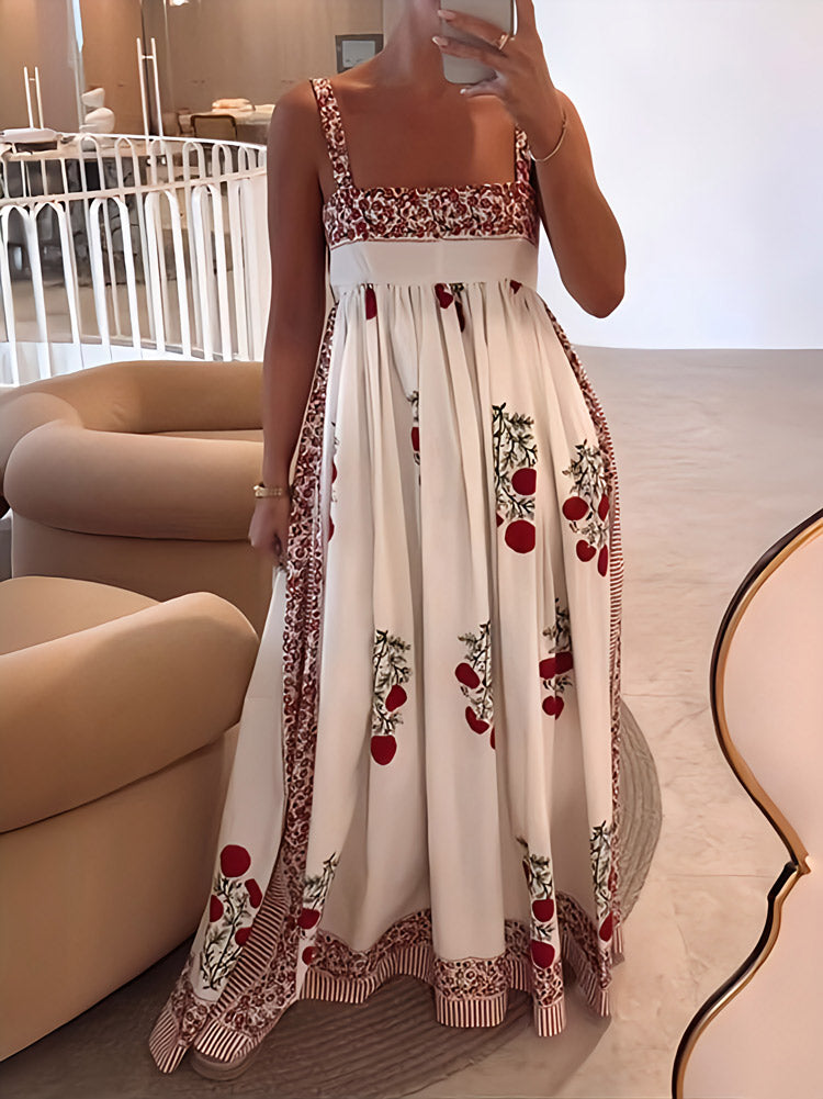 CD | Rochie maxi cu bretele spaghetti florale