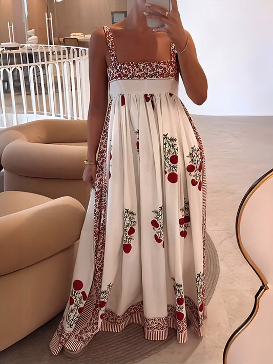 CD | Rochie maxi cu bretele spaghetti florale