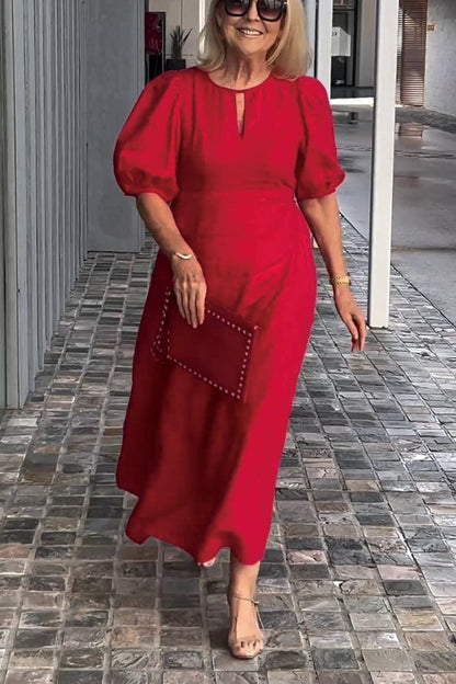 CD | Rochie monocoloră din bumbac și in