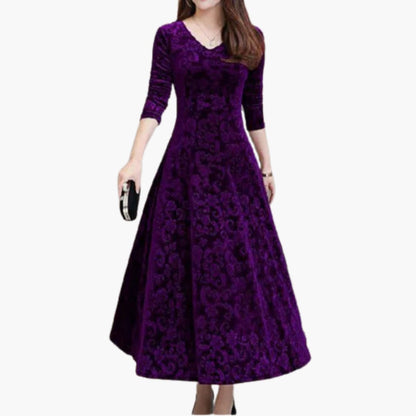 CD | Rochie maxi pentru femei în linie A cu structură și mâneci florale