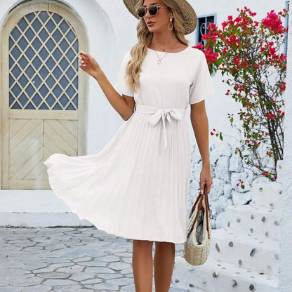 CD | Rochie midi plisată elegantă Curea cu cravată clasică