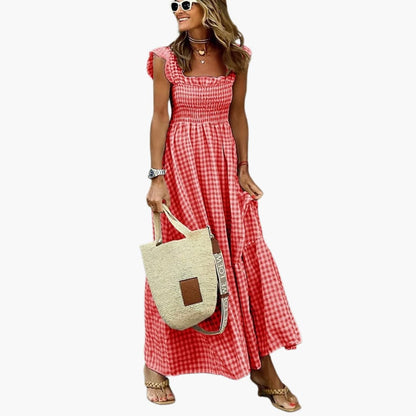 CD | Rochie maxi fără mâneci cu corset smocked