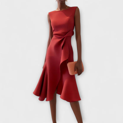 CD | Juliette™ - Rochie midi elegantă drapată asimetrică